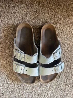 Birkenstock Women's Double-Buckle Slide Sandals in Light Gray